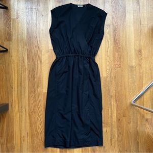Uniqlo U black sleeveless wrap dress size XS
